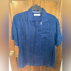 Blue Button Down Tommy Bahama Shirt with Front Pocket